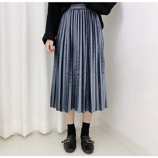 Chân váy nhung xếp ly
