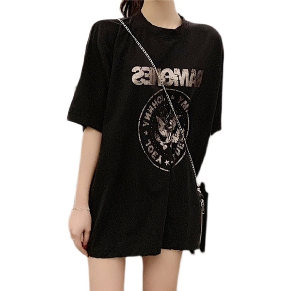 Áo Thun Nữ Tay Ngắn Dáng Rộng In Hình Mặt Cười Phong Cách Hàn Quốc