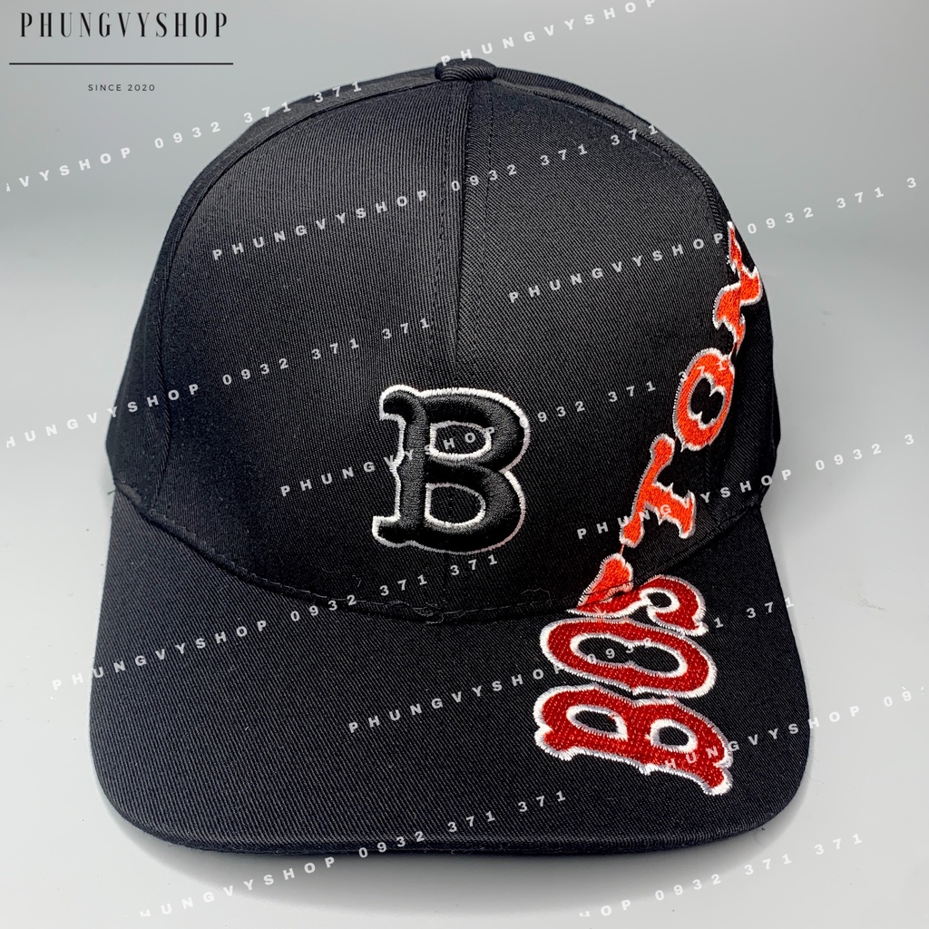 ( SALE )Mũ LƯỠI TRAI unisex NAM NỮ- THÊU BOS TON ĐỎ- nón kết