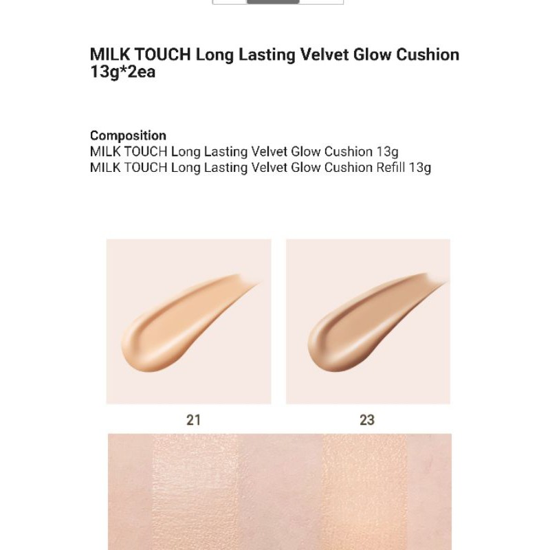 Phấn nước MILK TOUCH Long Lasting Velvet Glow Cushion