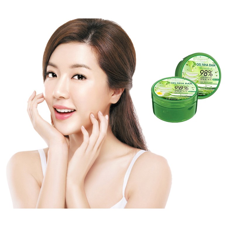 Gel nha đam Milaganics 300g Gel Aloe Vera 98% cứu tinh làn da ngày nắng