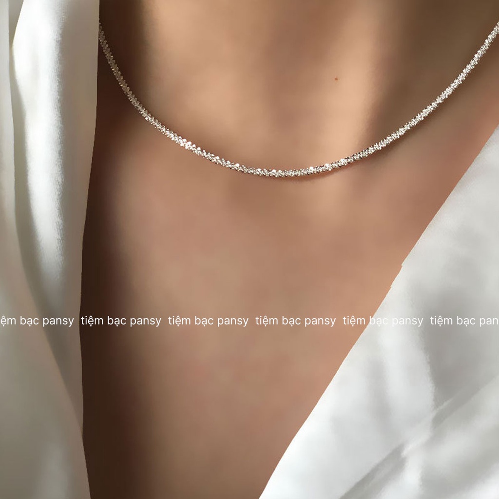 Dây chuyền bạc nữ PANSY dây xù bắt sáng lấp lánh, vòng cổ nữ bạc ta cao cấp