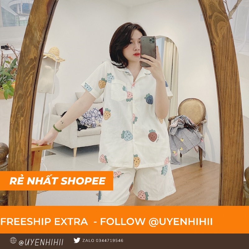 Bộ pijama mặc nhà chất thô hàn cao cấp siêu mát 2023