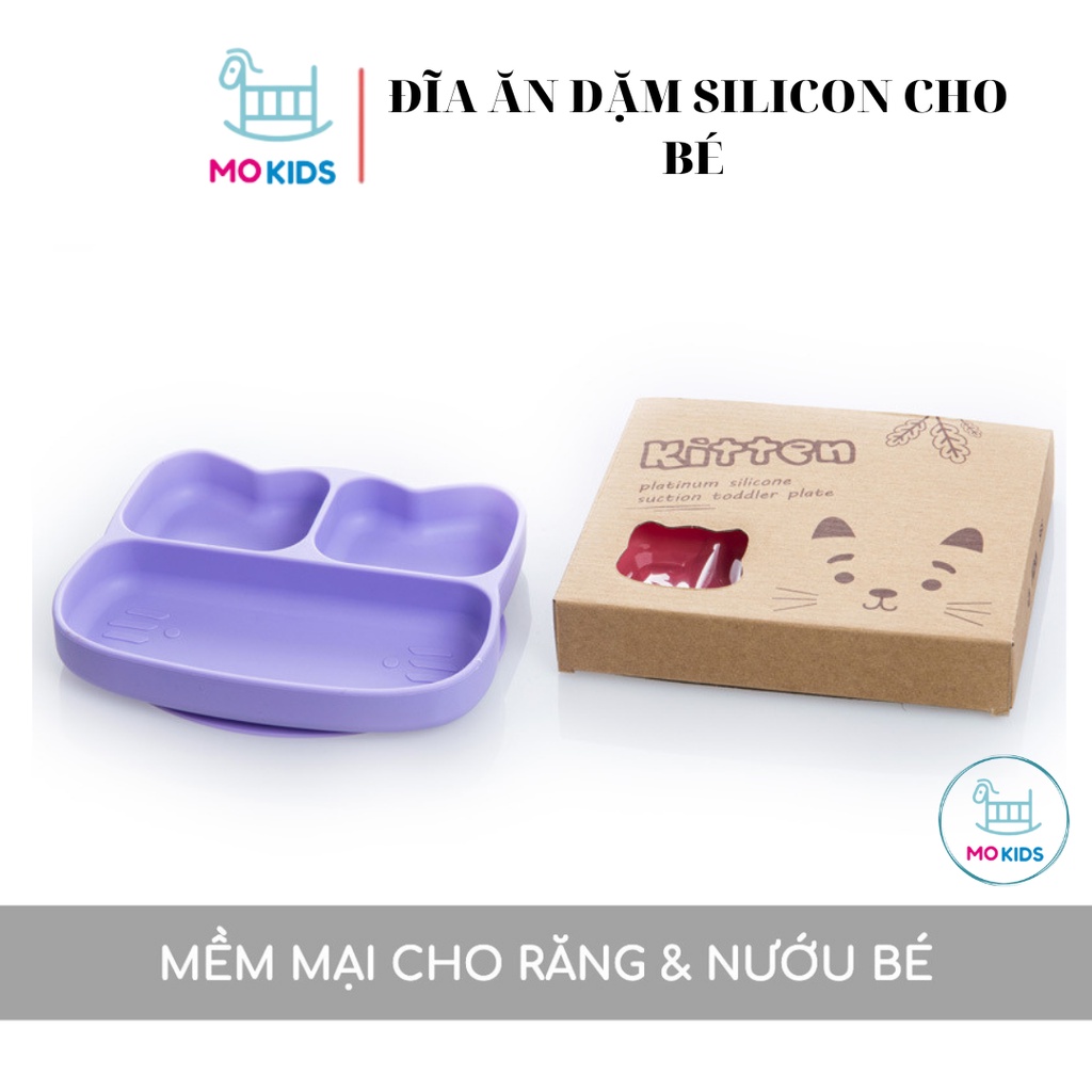 Khay ăn dặm cho bé MOKIDS ECO Silicone 4 ngăn chống đổ an toàn - Xả Kho Bán Lỗ