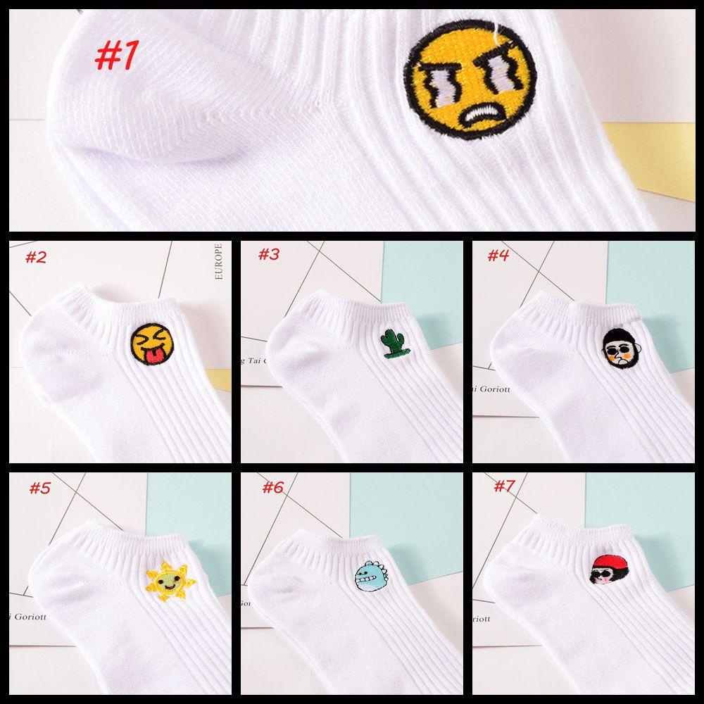 Tất Cotton Hoạ Tiết Mặt Cười Thêu Phong Cách Harajuku