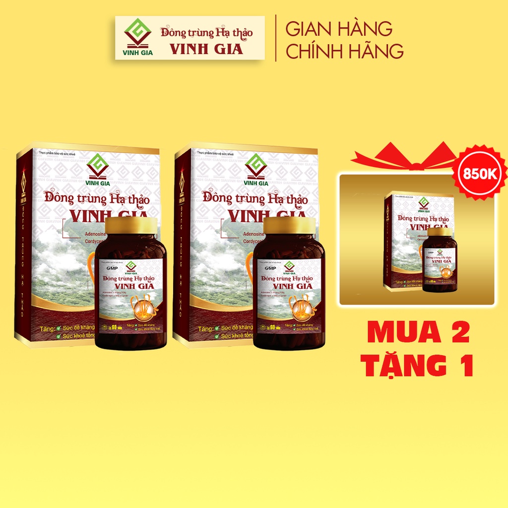 [MUA 2 TẶNG 1] Combo 3 Hộp Viên Nang Đông Trùng Hạ Thảo Vinh Gia Giúp Tăng Cường Sức Đề Kháng Cho Mọi Lứa Tuổi - Hộp 60V