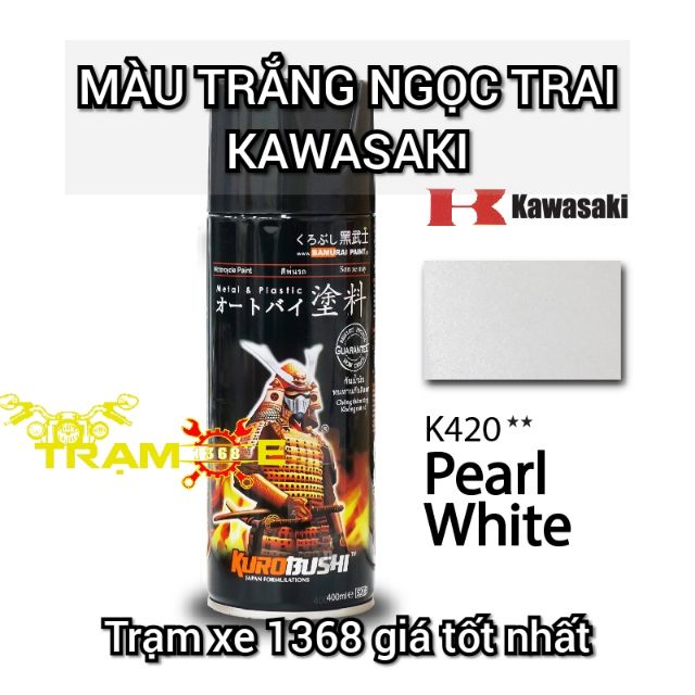 Chai sơn xịt Samurai màu trắng ngọc trai K420 - Trắng ánh kim Kawasaki 400ml (cần sơn trên nền trắng 102)