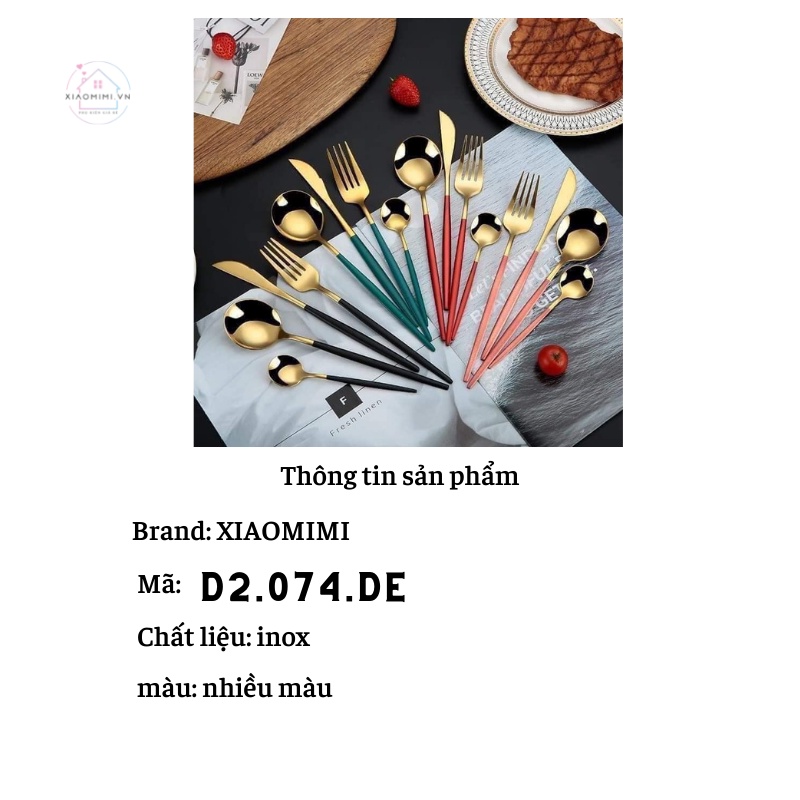 Set 4 món dao dĩa thìa inox cao cấp phong cách hoàng gia (hộp 4 món) Xiaomimi D2.074.DE