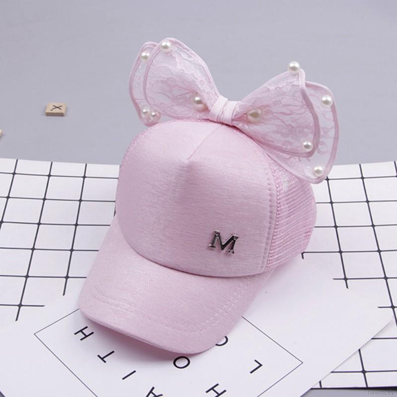 Mũ lưỡi trai nhiều màu phối nơ xinh xắn dành cho bé gái