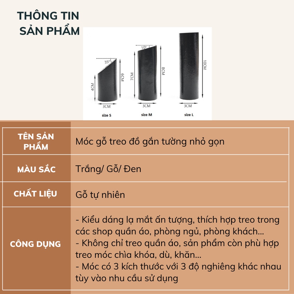 Móc gỗ treo tường đa năng móc treo quần áo túi xách treo tranh DECOSA