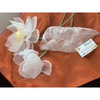 Set 3 cành sen trắng, dài 60cm.