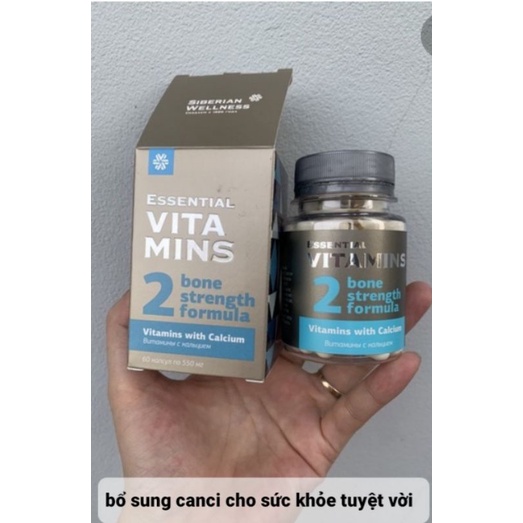 Essential Minerals Calcium viên uống bổ sung canxi hữu cơ giúp cơ thể chắc khỏe Siberian Wellness hộp 60 viên