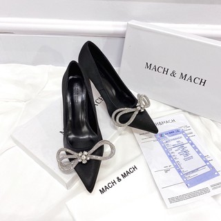 Giầy cao gót lụa nơ đá Mach & Mach qccc fullbox