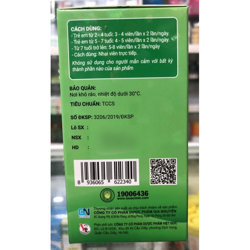 Viên nhai Bio-acimin Chew F - 60 viên - bổ sung chất xơ hoà tan và các chủng men vi sinh giúp giảm táo bón