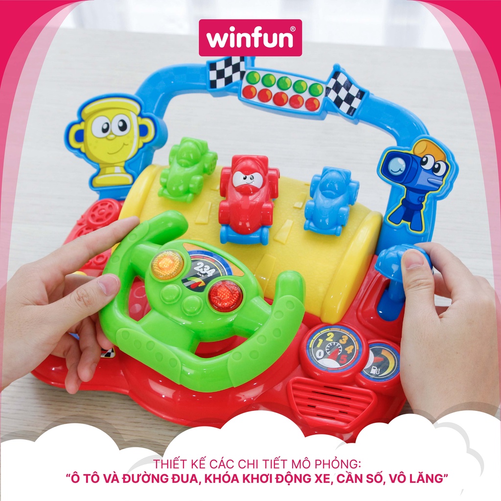 Vô lăng đồ chơi cho bé chơi game đua xe có âm thanh vui nhộn, luyện phối hợp tay mắt, kích thích giác quan Winfun 0621