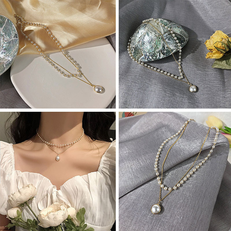 Korean Ig Vintage  Simple Double-layer Necklace Female Clavicle Short Chain