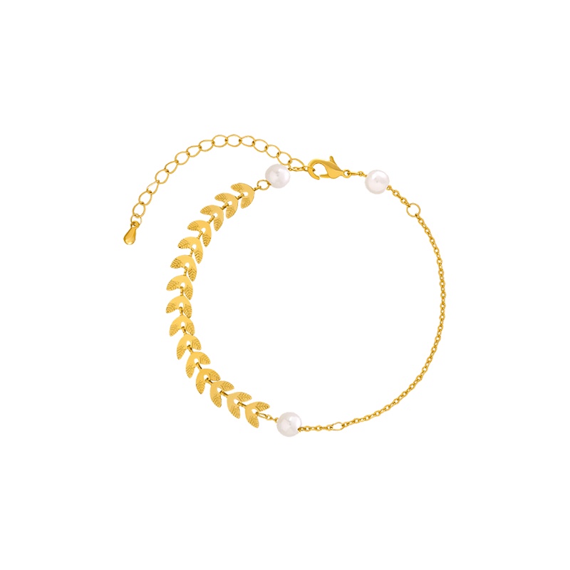 Vòng Đeo Tay Hình Lúa Mạch Đính Ngọc Trai Phong Cách Hàn Quốc Cổ Điển Thanh Lịch Dành Cho Nữ