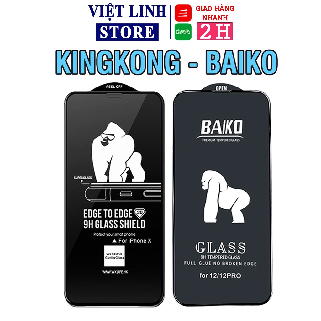 Cường lực baiko kingkong iPhone Full màn 7plus/8plus/x/xs/xs max/11/12/13/14/14pro/promax