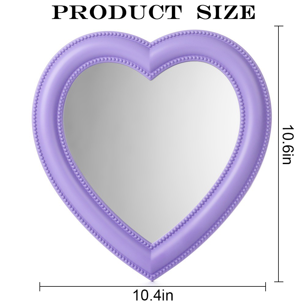 MIHAN1 Portable Makeup Mirror Cute Handheld Cosmetic Mirror Gift Women/Girls Desktop Wall hanging Heart Shaped