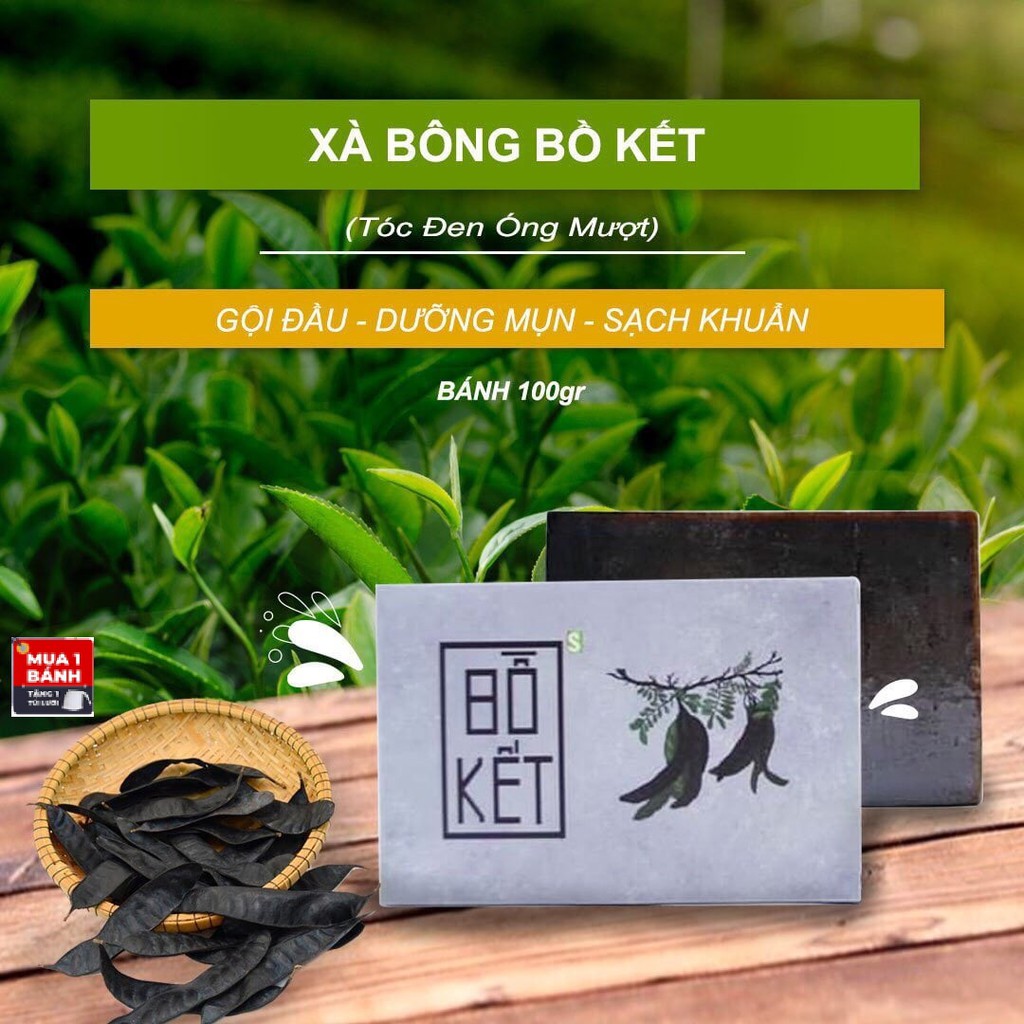 Xà bông Sinh Dược Bồ Kết, xà bông cục 100gr, mùi hương nhu quyện bồ kết nồng nàn, làm sạch da, có thể gội đầu