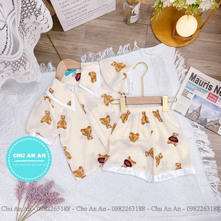 Bộ Mặc Nhà Pijama Lụa Mango Cao Cấp-  Pijama Bé Gái Cao Cấp Tay Cộc Họa Tiết Đáng Yêu