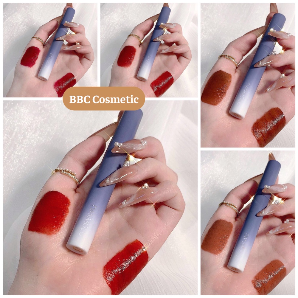 Sét 5 Cây Son Kem Lì DANMOLU Vỏ Xanh lâu trôi lên màu chuẩn son nội địa trung cao cấp BBC Cosmetic