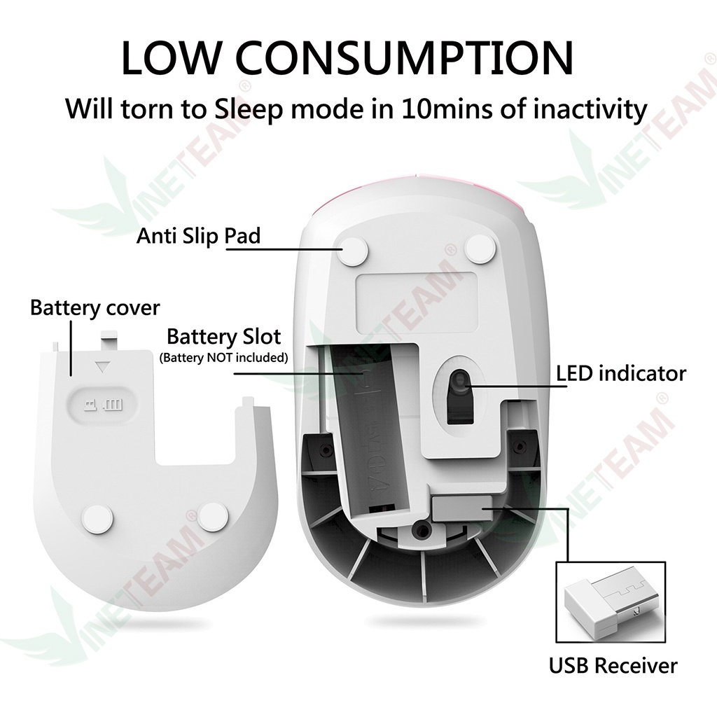 Chuột Quang Không Dây 2.4GHz Họa Tiết Hoạt Hình Dễ Thương - Cảm Biến Quang Học Khoảng Cách Tín Hiệu 20m -dc4705