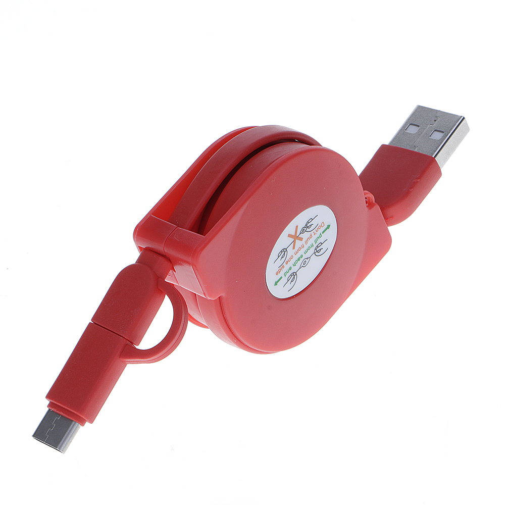 Dây Cáp Sạc Truyền Dữ Liệu 2 Trong 1 Micro Usb Có Thể Thu Gọn Màu Đen / Đỏ / Xanh Dương Cho Điện Thoại Android