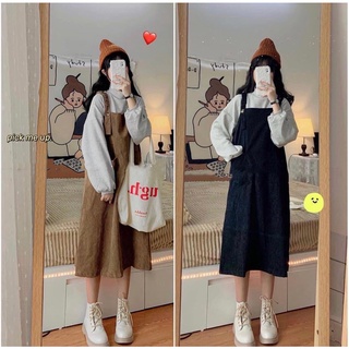 Váy Yếm Nhung Dáng Dài Phong Cách Hàn Quốc Siêu Xinh Y616 - Lolla_Fashion