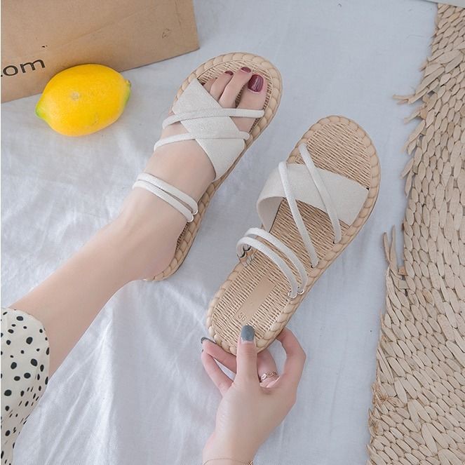 Giày Sandal Hở Ngón Đế Bằng Phong Cách La Mã Thời Trang Mùa Hè 2021 Cho Nữ