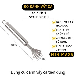 Đánh Vảy Cá - Dụng Cụ Nạo Dừa Đa Năng 2in1 Siêu Tốc 5 Rãnh Tròn, Inox 304 Tiện Dụng 3176 [MINMAXS]