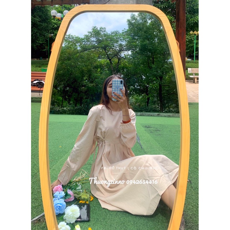 Váy suông trơn dáng dài thắt nơ eo phong cách Hàn Quốc Đầm babydoll sang trọng | BigBuy360 - bigbuy360.vn