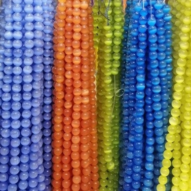 5/10 viên đá Đá mắt mèo nhiều màu size 10mm làm vòng tay phong thuỷ