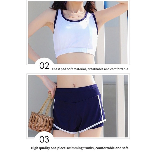Áo tắm Nữ Thể thao Áo tắm Ba mảnh Bộ Thời trang Hàn Quốc Kỳ nghỉ Du lịch Cô gái Áo tắm