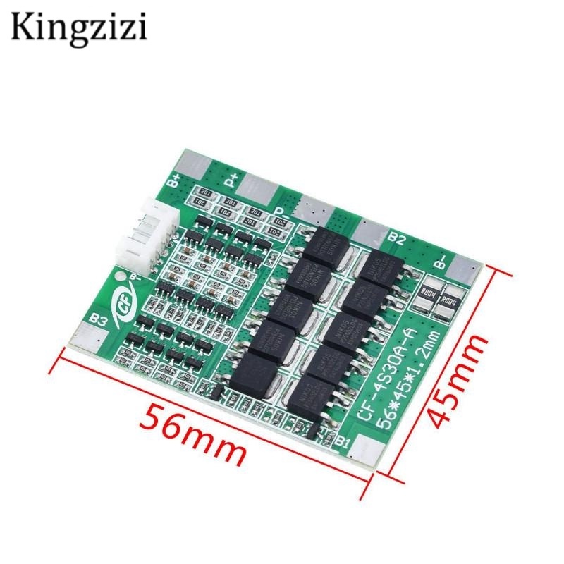 Bảng mạch cân bằng Pcb 4S 30A 14.8V bảo vệ pin Li-Ion Lithium 18650 tích hợp cáp