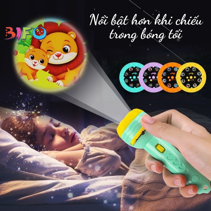 Đèn pin chiếu hình 24 hình, 80 hình động vật, đồ chơi cho bé nhận biết thế giới xung quanh có bán lẻ thẻ chiếu