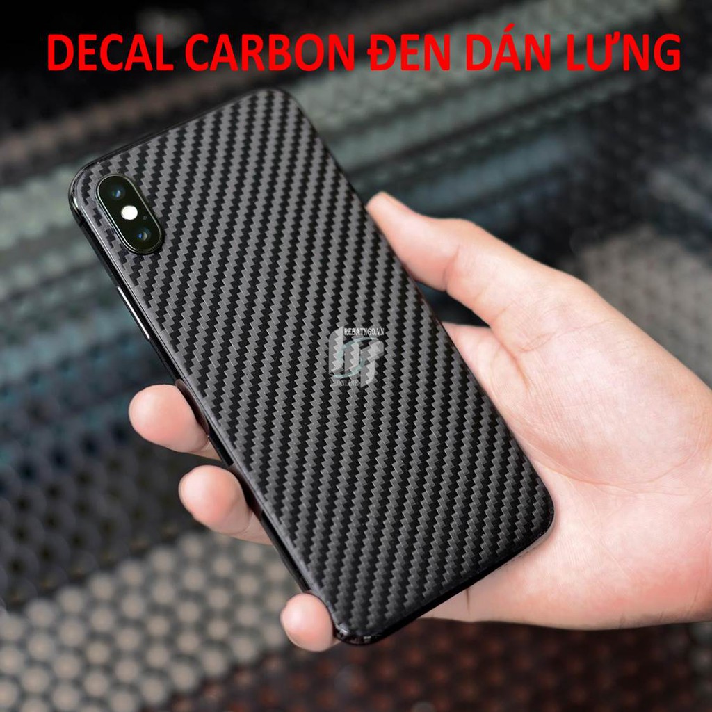 Skin carbon vân 3D đen sần cắt dán Full Lưng điện thoại .. theo yêu cầu