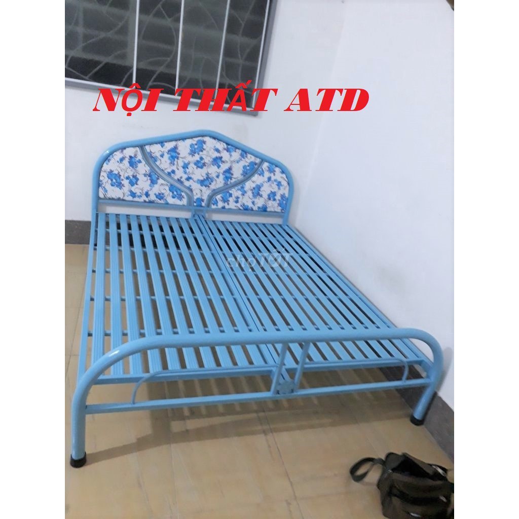 GIƯỜNG SẮT ĐƠN NGANG 1M6, DÀI 2M, SẮT ỐNG TRÒN