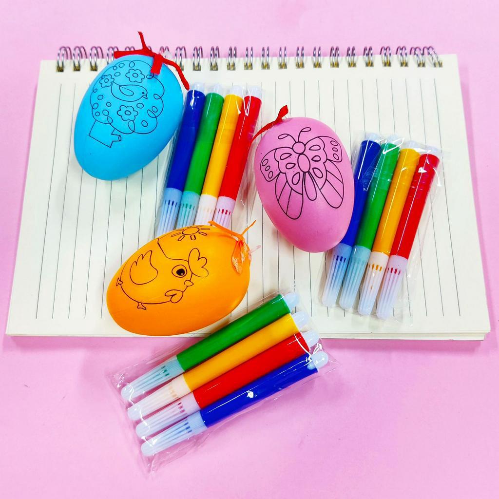 Combo 10 trứng tô màu kèm 10 bộ bút tô màu, đồ chơi tô màu cho bé