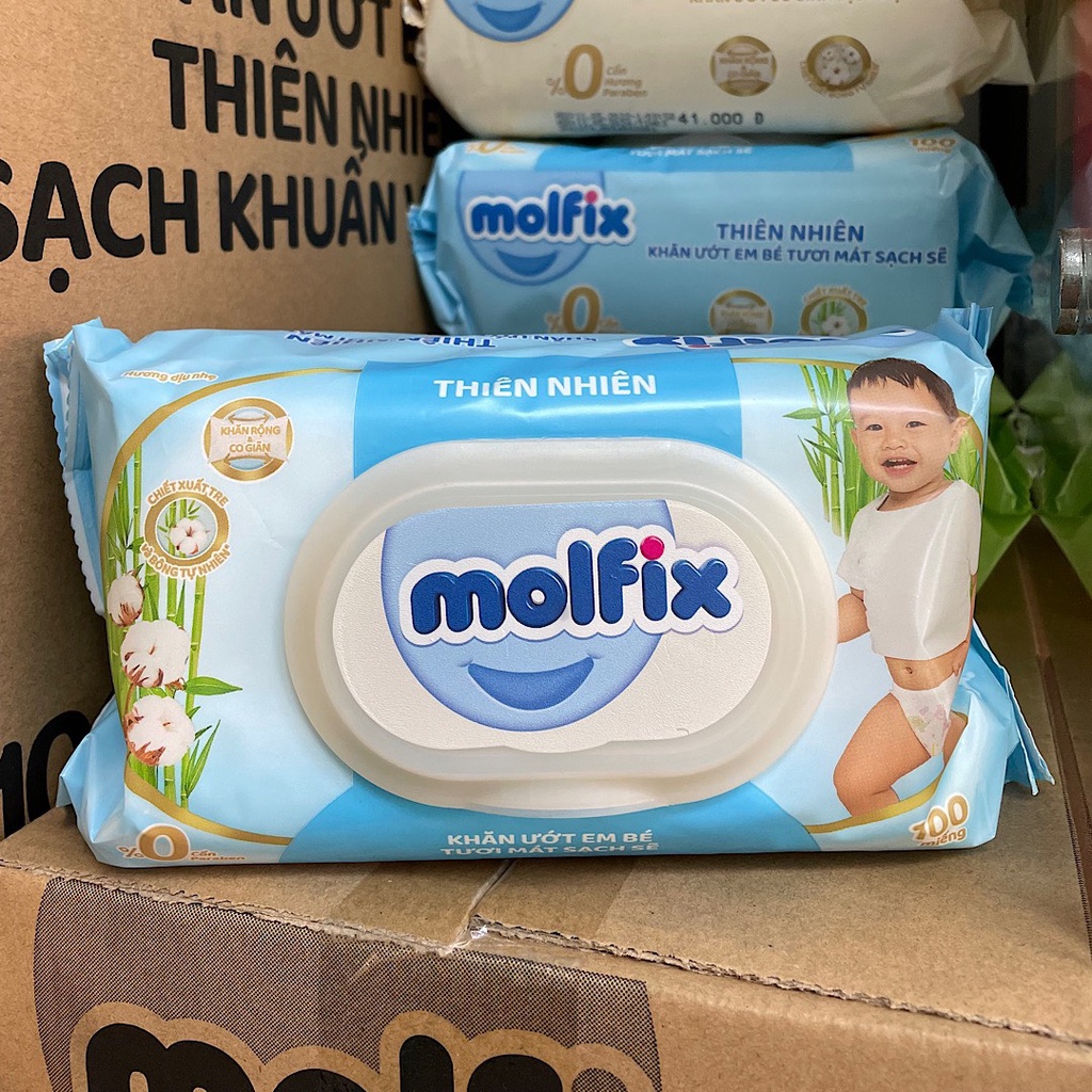 Khăn ướt Molfix Thiên nhiên - Gói 100 miếng