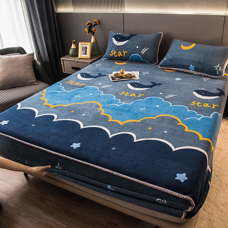 [Loại 1] Set ga gối nỉ sữa bo chun bọc đệm, tặng kèm 2 vỏ gối | BigBuy360 - bigbuy360.vn