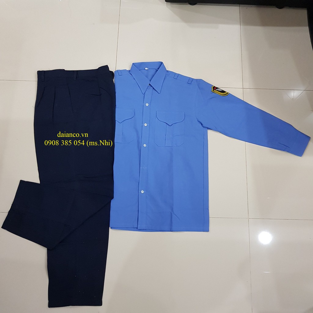 Bộ đồng phục bảo vệ áo tay dài vải Ford thoáng mát, quần kaki thành công - Hình thật, hàng sẵn