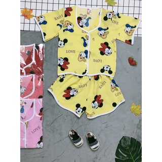 Combo 3 bộ lụa tay ngắn gợn sóng bé