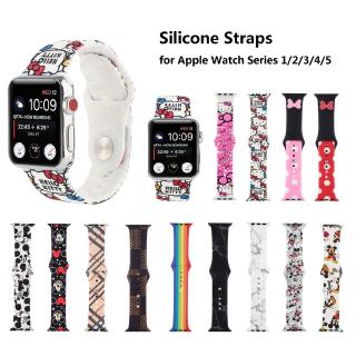 Dây Đeo Silicone Mềm Hình Hello Kitty & Minnie Cho Đồng Hồ Thông Minh Apple Watch Ultra 49mm SE Series 8/7 /6 / 5 / 4 / 3 / 2 / 1 41mm/45mm/ 38mm / 40mm / 42mm / 44mm