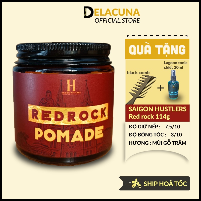 Sáp vuốt tóc nam pomade Red Rock Saigon Hustlers chính hãng cao cấp Delacuna RR01