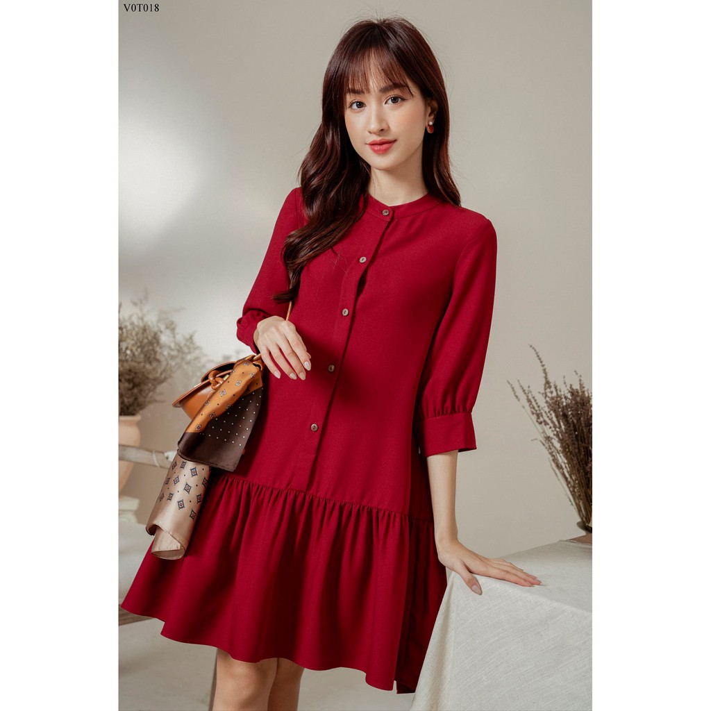 Váy suông cổ tàu tay lỡ đuôi cá TIIN STORE V0T018 | BigBuy360 - bigbuy360.vn