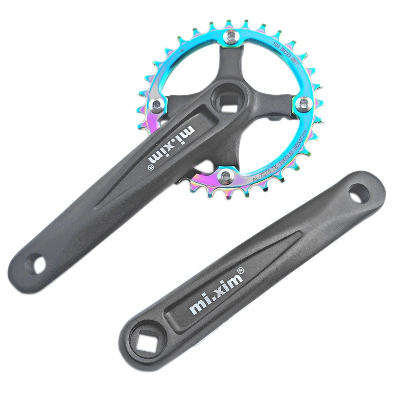 Mi.Xim Single Speed Bike Crankset with Chainring 130 BCD Bicycle Crank Parts Fixed Gear Bike Chainwheel Set 32T