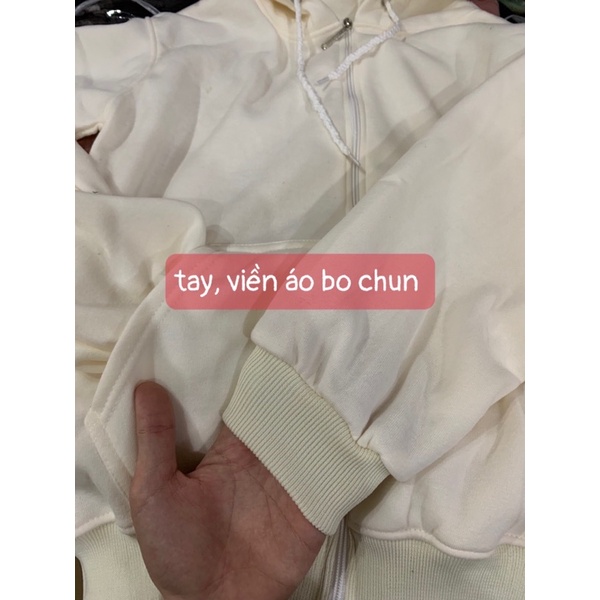 Áo khoác nỉ trơn màu trắng kem