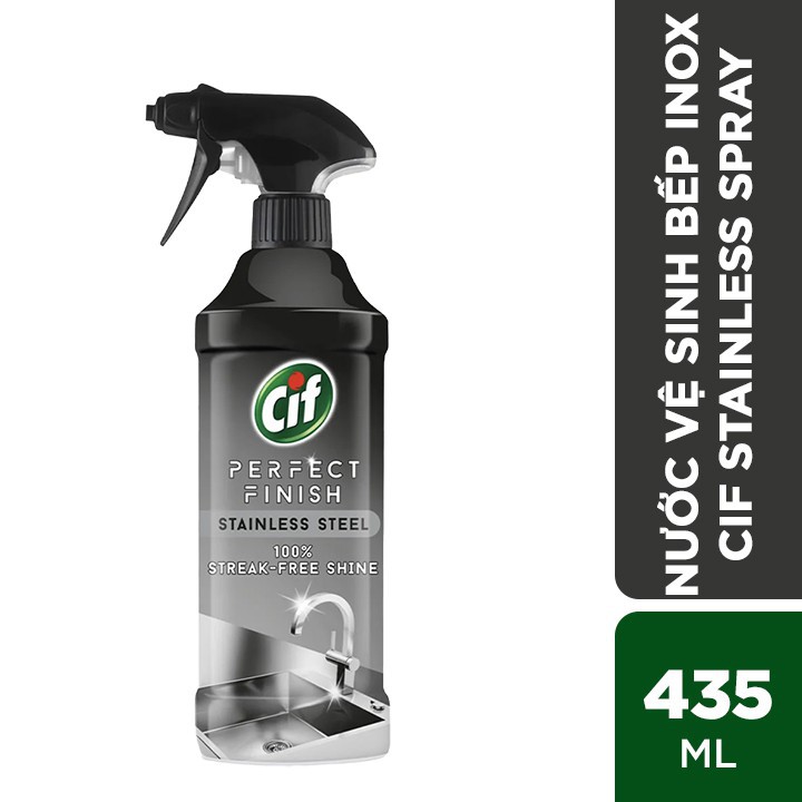 Nước xịt lau thép không gỉ và inox Cif Stainless Spray 435ml