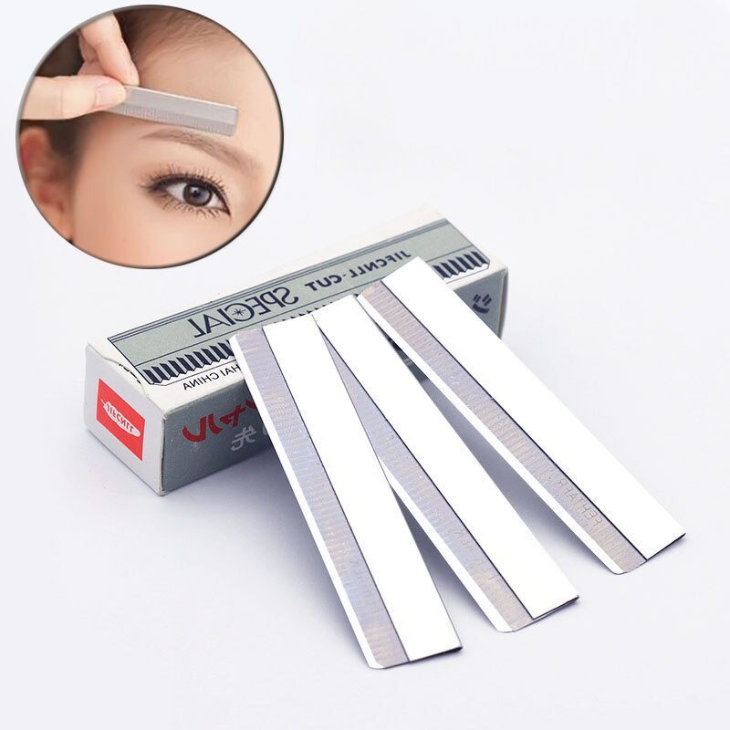 1 hộp 10 lưỡi dao cạo lông mày dùng trong mekup và phun xăm